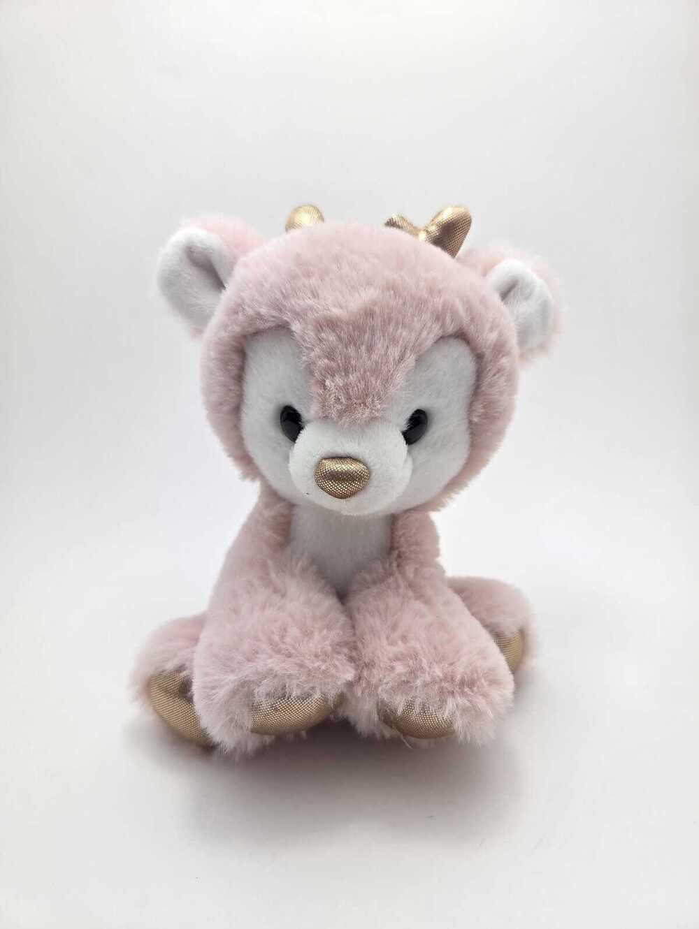 Aurora Pink Rose Gold Reindeer Plush Stuffed Animal Toy (6 inch) No Tags